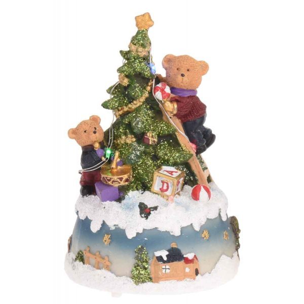 Χριστουγεννιάτικο Διακοσμητικό, με Αρκουδάκια και 5 LED (16cm)